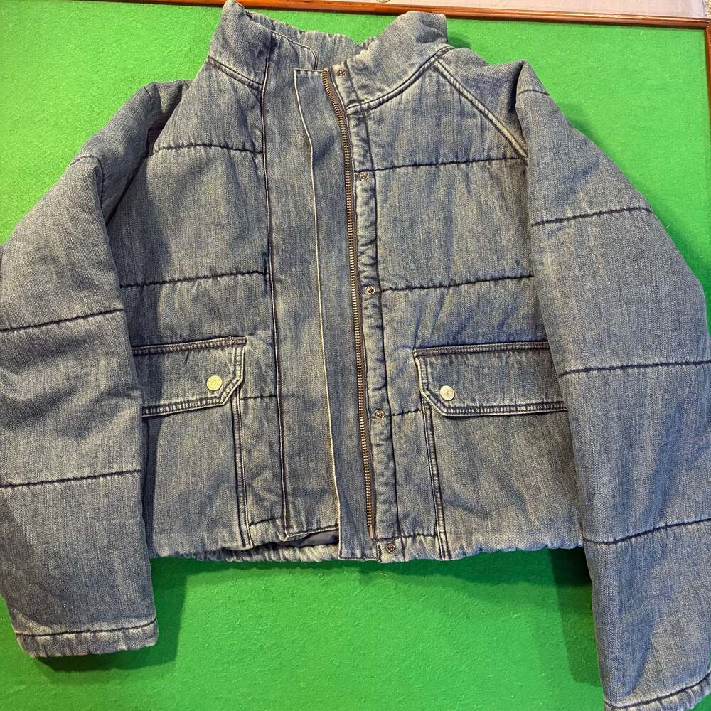 Lucky Brand Women's Denim Quilted Puffer Jacket